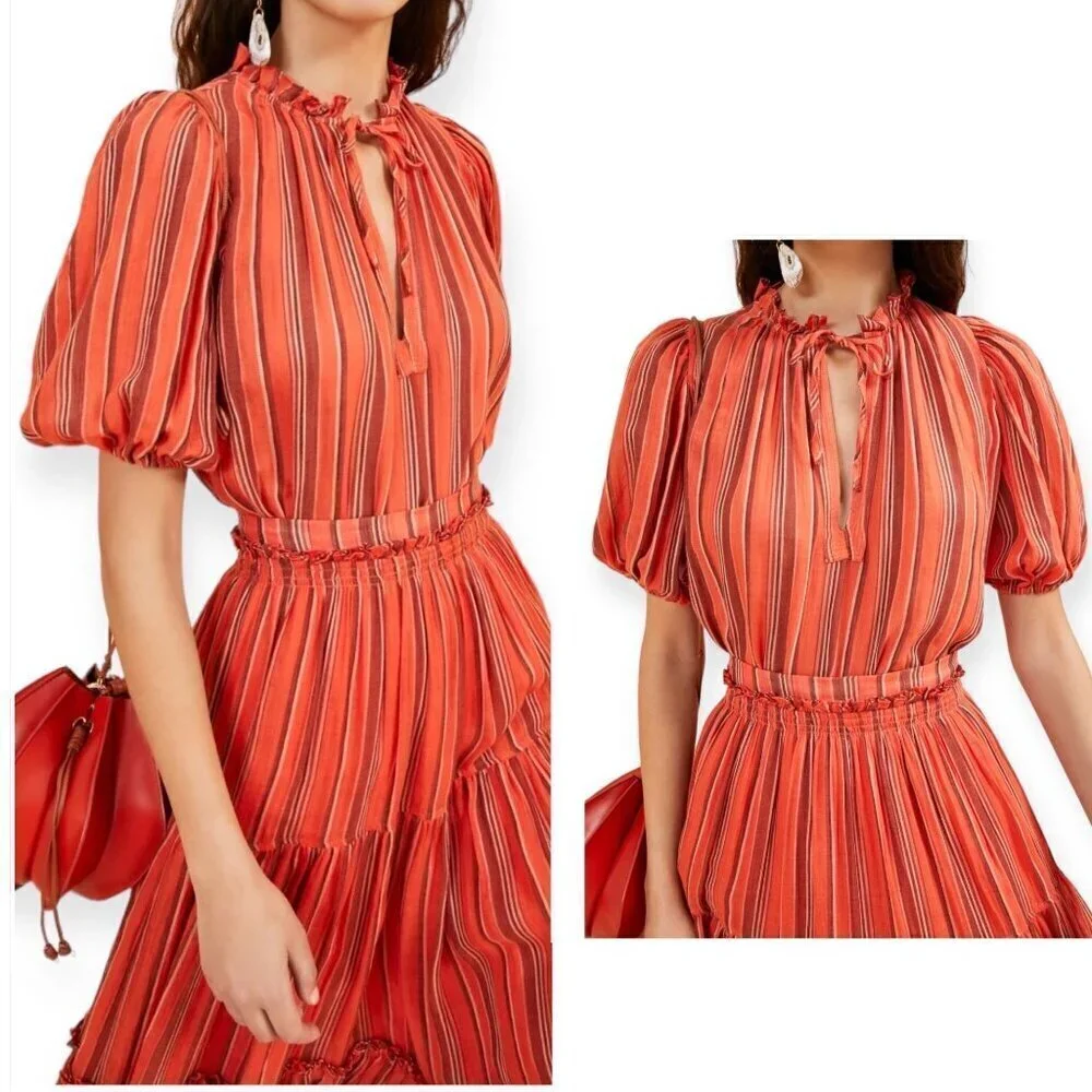 Ulla Johnson Oona Blouse, puff sleeves, Size 2